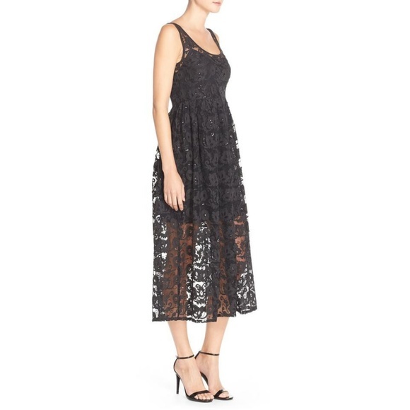 NWT French Connection Floral Cloud Mesh Midi Dress - Picture 2 of 5